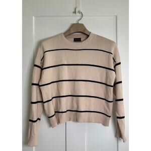 MIOU MUSE Women's Ivory Black Stripe Sweater SMALL Long Sleeve